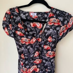 Tobi floral open back maxi dress size XS